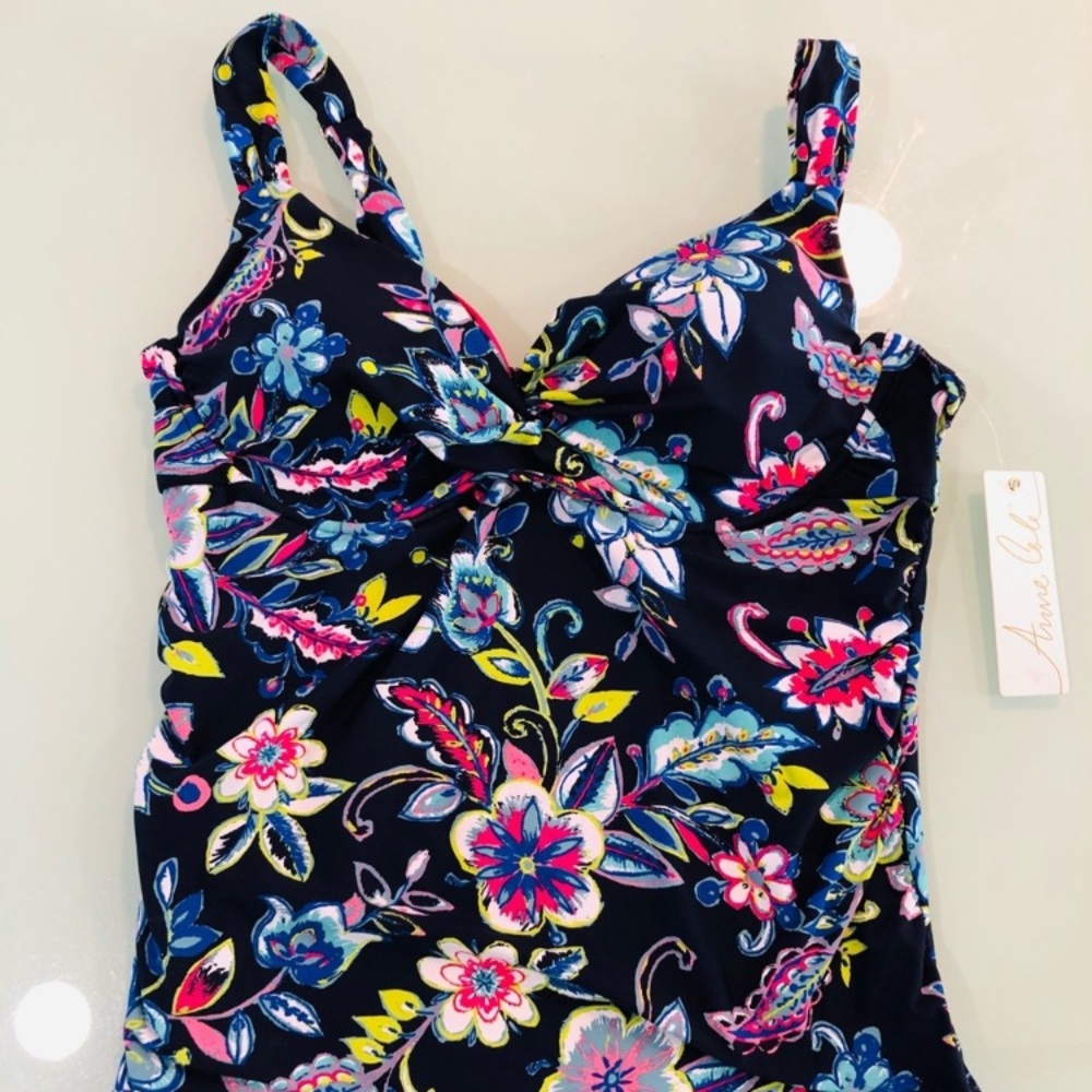 NWT - Anne Cole Ruched Tankini Top